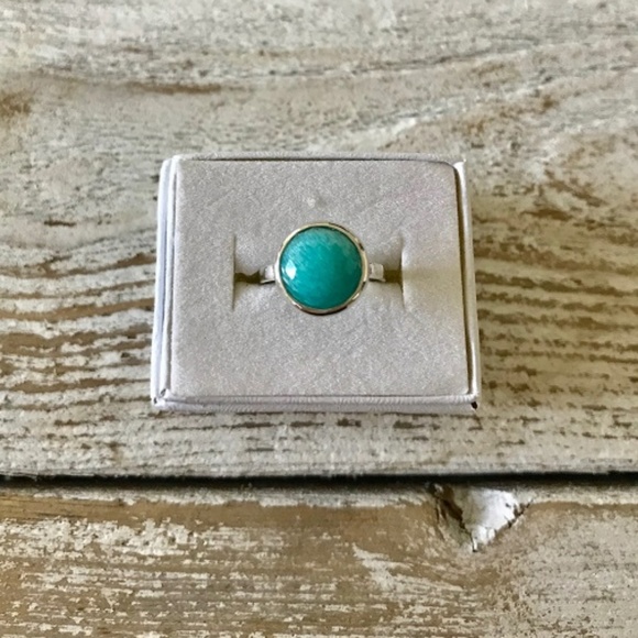 Boho Freeform Faceted Amazonite Stackable Ring - Picture 5 of 5